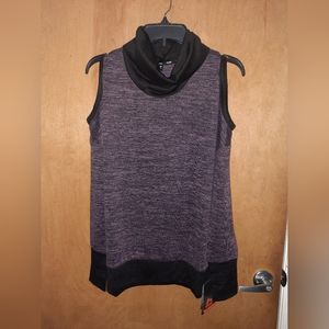 RBX Hacci Active Cowl Neck Cold Shoulder Pullover Mauve Combo Sz Medium Purple